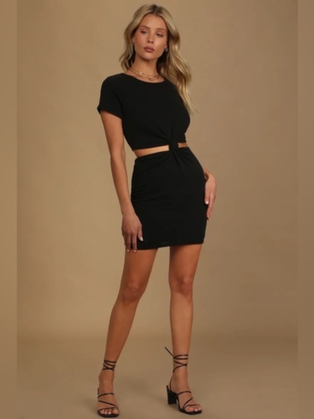 Lulu's Black Twist Front T-Shirt Dress